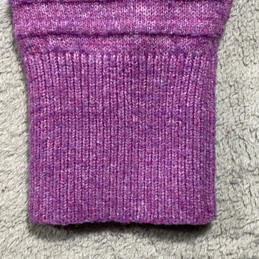 Ophelia Roe Purple Ribbed Mock Neck Drop Shoulder‎ Knit Sweater Large